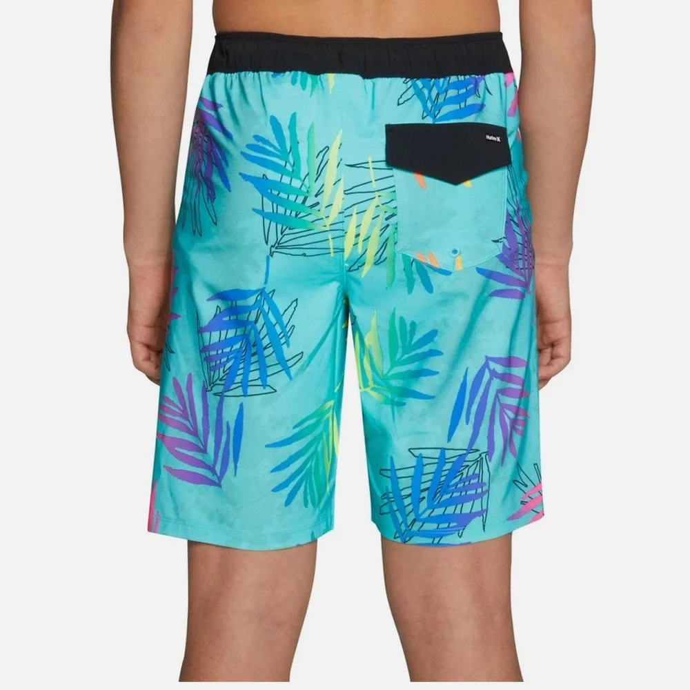 NWT Hurley Teal Tropical Print Swim Shorts